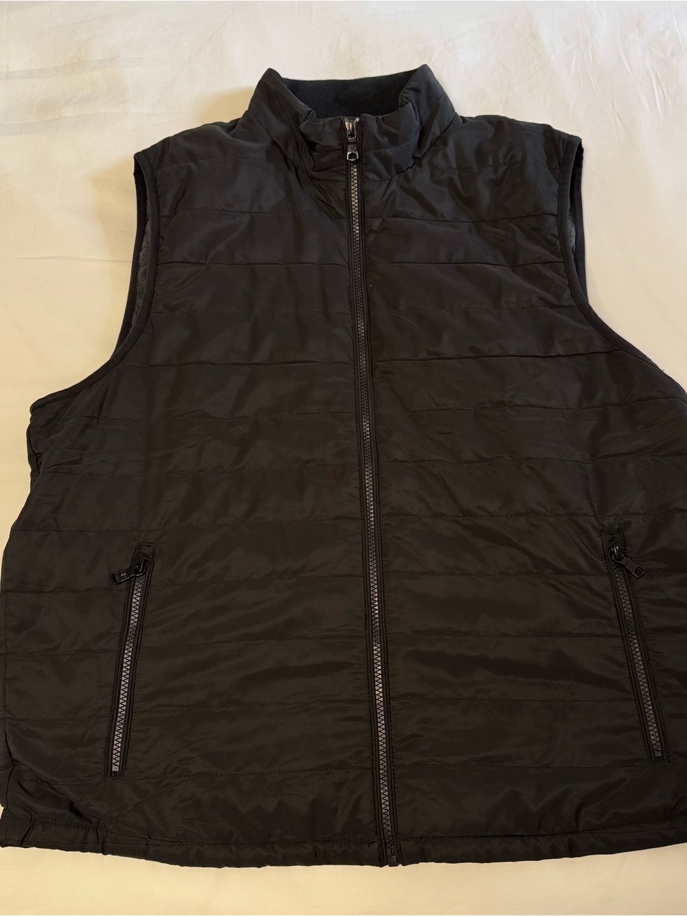 Banana RepublicMen's Quilted Black Vest with Stand Collar - Lightweight Layering